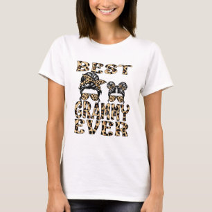 Camiseta Melhor Gramática Dia de as mães de Xadrez Leopar