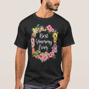 Camiseta Melhor Grammy Ever Women Floral Decortion Grammy