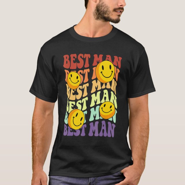 Camiseta melhor homem, retrô sorriso cara celebrações do ca (Frente)