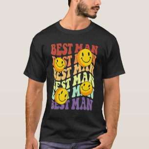 Camiseta melhor homem sorriso retrô rosto casamento celebra