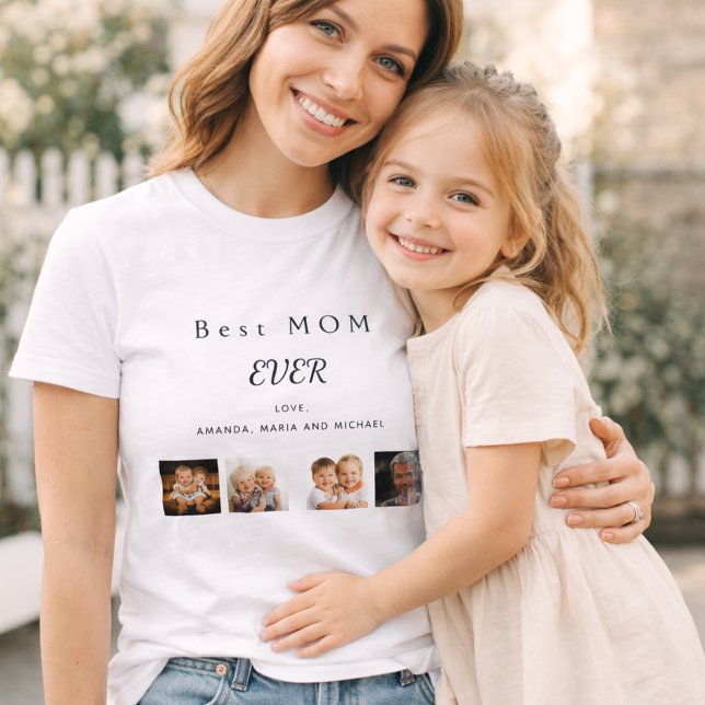 Camiseta Melhor imagem personalizada da família MOM colagem (Criador carregado)