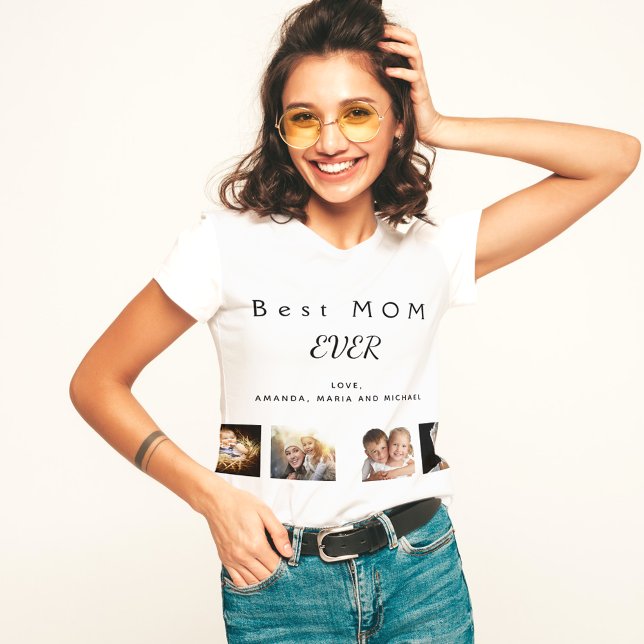 Camiseta Melhor imagem personalizada da família MOM colagem (Criador carregado)