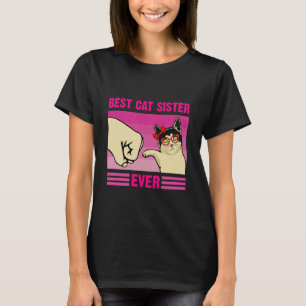 Camiseta Melhor Irmã de Gato de Todos os Tempos Divertido R