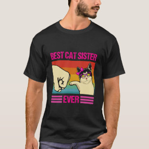 Camiseta Melhor Irmã de Gato de Todos os Tempos Divertido R