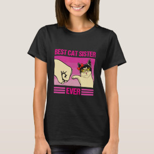 Camiseta Melhor Irmã de Gato de Todos os Tempos Fofa Retro
