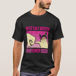Camiseta Melhor Irmã de Gato de Todos os Tempos Retro Fofa