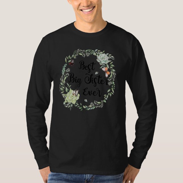 Camiseta Melhor Irmã Irmã Alguma Vez Mulher Flor Irmã (Frente)