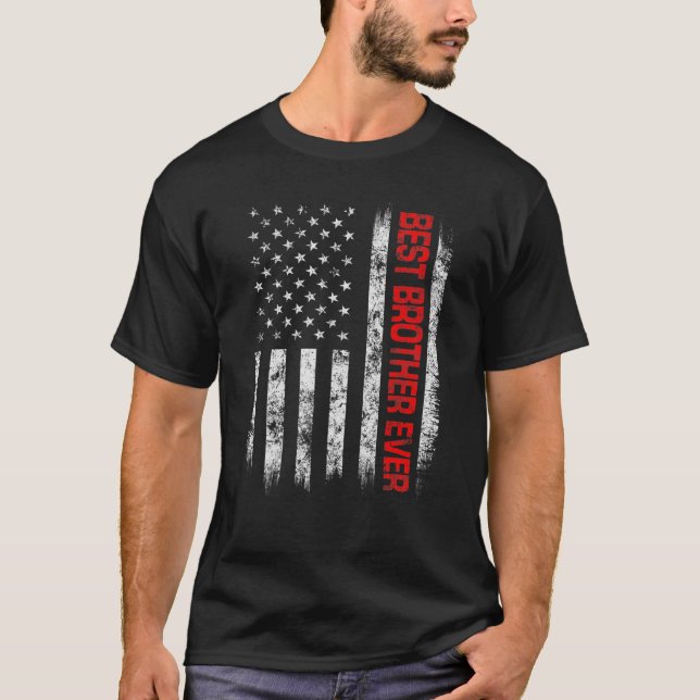 Camiseta Melhor Irmão Bandeira Americana Para Dia de os pai (Frente)