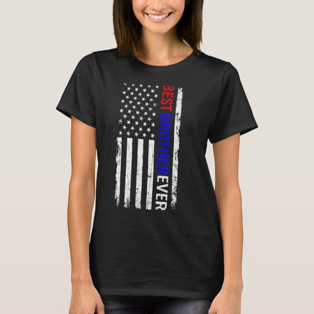 Camiseta Melhor Irmão Dia de os pais de Bandeira Ever-Ameri (Frente)