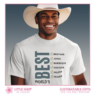 Camiseta Melhor Irmão do Mundo Lista de Tarefas Personaliza