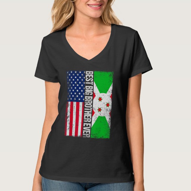 Camiseta Melhor Irmão Grande do Burundi Dia de os pais Buru (Frente)