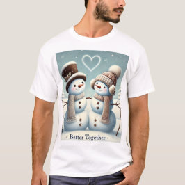 Camiseta Melhor Juntos: Snowman Love, Casal Natal