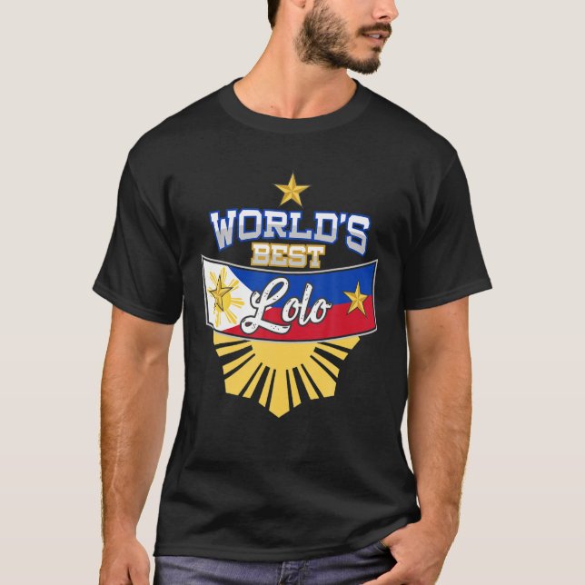 Camiseta Melhor Lolo do Mundo Bandeira das Filipinas Orgulh (Frente)