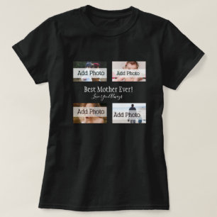 Camiseta Melhor Madre Alguma Colagem de Fotos White Script 