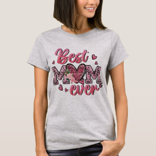 Camiseta Melhor Mãe Alguma Vez Leopard Imprima T-Shirt Flor