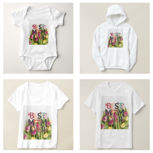 Camiseta Melhor Mãe Alguma Vez Trendy Floral (Best Mom Ever Trendy Floral T-Shirt)