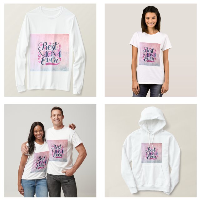 Camiseta Melhor Mãe, Corações Rosa, Borboletas e Floral (Best Mom Ever Pink Hearts Butterflies and Floral T-Shirt)