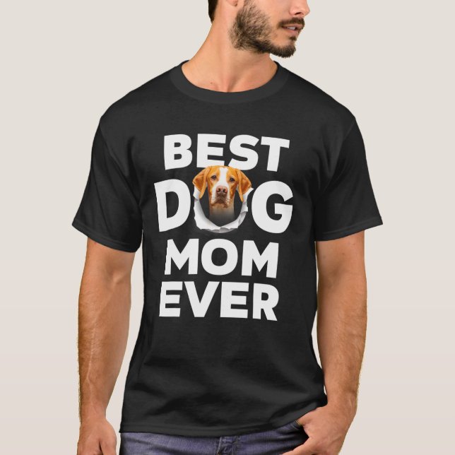 Camiseta Melhor Mãe De Cachorro Alguma Vez Em Inglês Almofa (Frente)