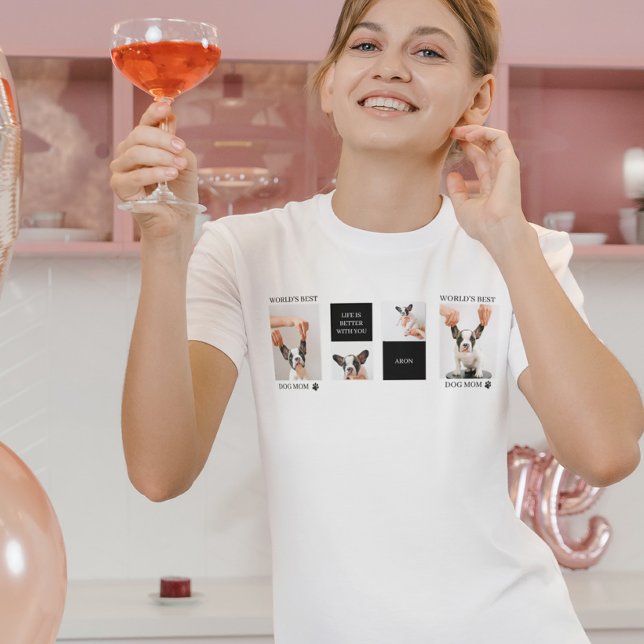 Camiseta Melhor Mãe de Cachorro | Collage Dog Photo (Criador carregado)