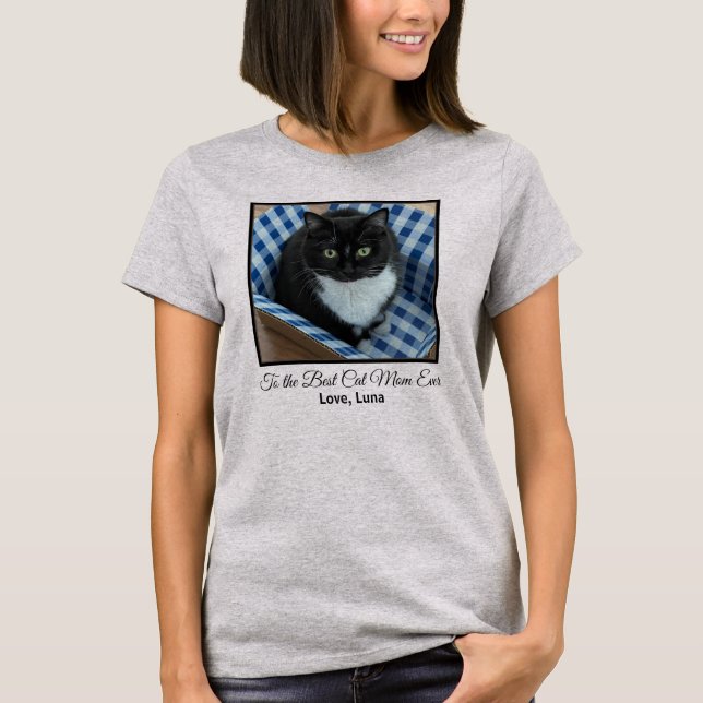 Camiseta Melhor Mãe de Cat já Personalizada Foto e Texto (Frente)