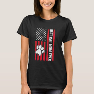 Camiseta Melhor Mãe de Gato de Todos os Tempos Bandeira Ame