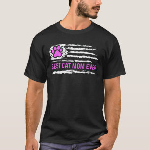 Camiseta Melhor Mãe de Gato de Todos os Tempos Bandeira Ame