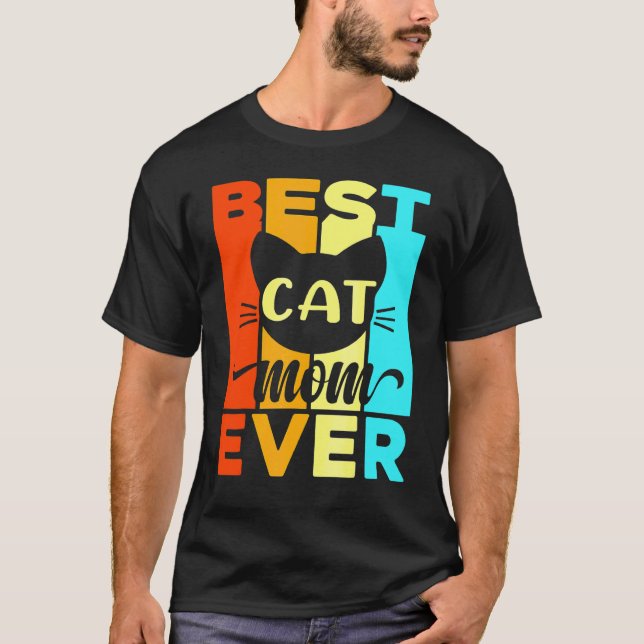 Camiseta Melhor Mãe de Gato de Todos os Tempos Com Retro Vi (Frente)