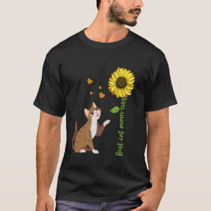 Camiseta Melhor Mãe de Gato do Mundo Girassóis Corações Amo
