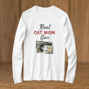 Camiseta Melhor Mãe de Gato foto preto vermelho