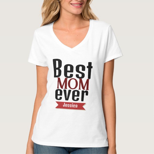 Camiseta melhor mãe de sempre, mãe mamãe personaliza o nome (Frente)