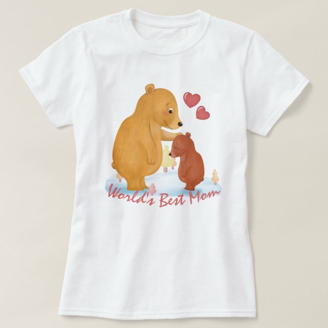 Camiseta Melhor Mãe do Mundo - Bear Mãe e Bebê T-Shirt (Frente do Design)