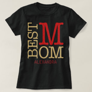 Camiseta Melhor Mãe, Dourada, Nome de Literatura Vermelha P