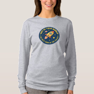 Camiseta Melhor Mãe Foguete Espacial Mamãe Aniversário Dia 