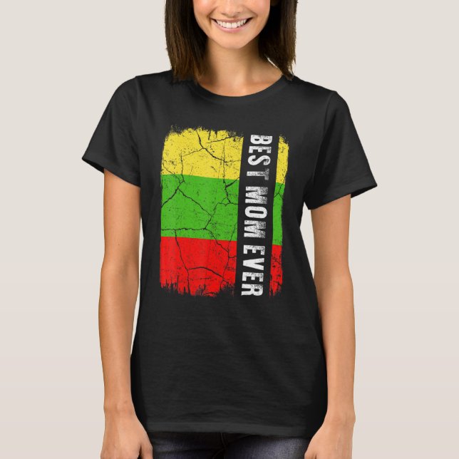 Camiseta Melhor Mãe Lituana Alguma Vez Lituânia Bandeira D  (Frente)