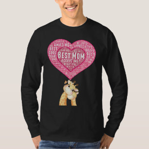 Camiseta Melhor Mãe Mamãe Girafa Bebê Girafa Abraçando Cora