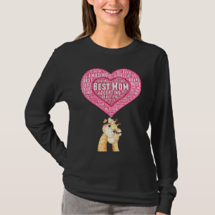 Camiseta Melhor Mãe Mamãe Girafa Bebê Girafa Abraçando Cora