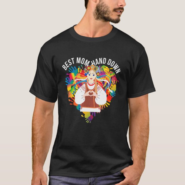 Camiseta Melhor Mãe Mão Abaixo Hippie Girl Love Happy Mo (Frente)