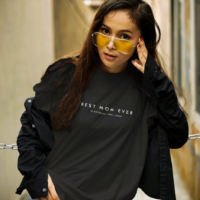 Camiseta Melhor Mãe Moderna Nunca Personalizada Nome Preto (Criador carregado)