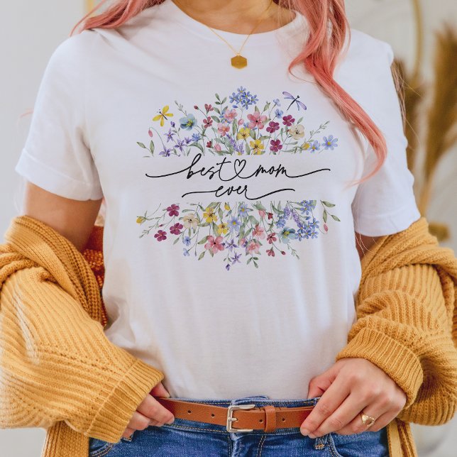 Camiseta Melhor Mãe Nunca | Aquarela Flores Selvagens Botân (Criador carregado)