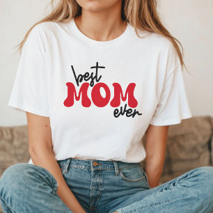Camiseta Melhor Mãe Nunca   Tipografia Vermelha Retroativa