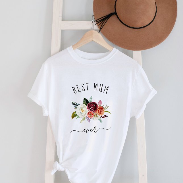 Camiseta Melhor Mãe Nunca | Trendy Burgundy Boho Floral (Criador carregado)