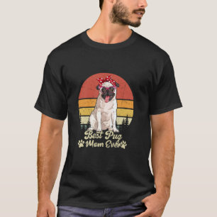 Camiseta Melhor Mãe Pug Branca de Todos os Tempos Vintage R
