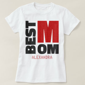 Camiseta Melhor Mãe Vermelho Negro Nome Personalizado