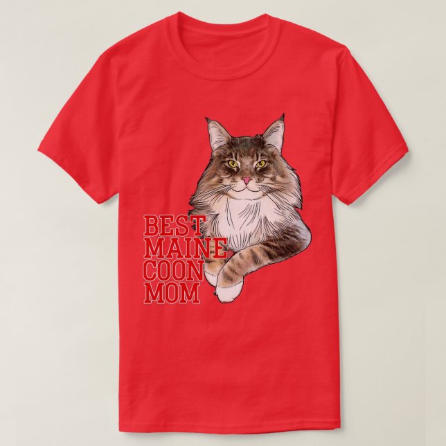 Camiseta Melhor Maine Coon Mãe Gato Engraçado (Frente do Design)