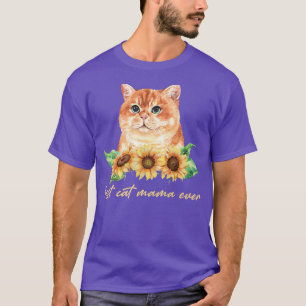 Camiseta Melhor Mamã Gato De Gato De Girassol Canto 