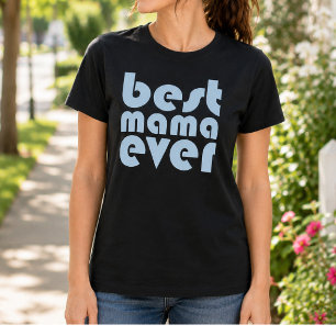 Camiseta Melhor Mamãe de Todos os Tempos Retro Azul Claro