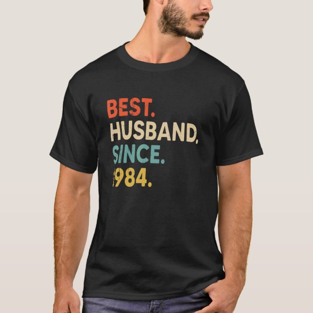 Camiseta Melhor Marido Desde 1984 38º Aniversário de Casame (Frente)