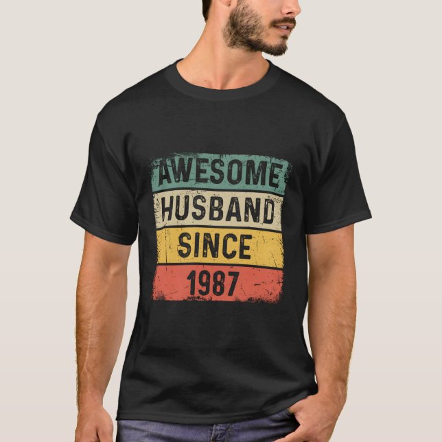 Camiseta Melhor Marido Desde 1987 36º Aniversário de Casame (Frente)