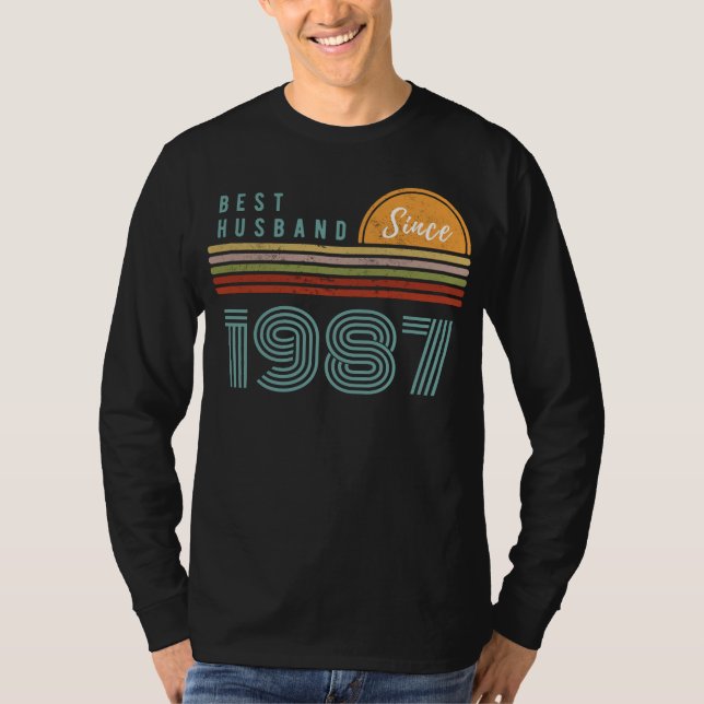 Camiseta Melhor Marido Desde 1987, Tee Engraçado - Presente (Frente)