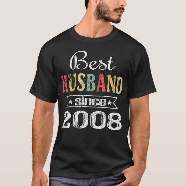 Camiseta Melhor Marido Desde 2008. aniversário de casamento (Frente)